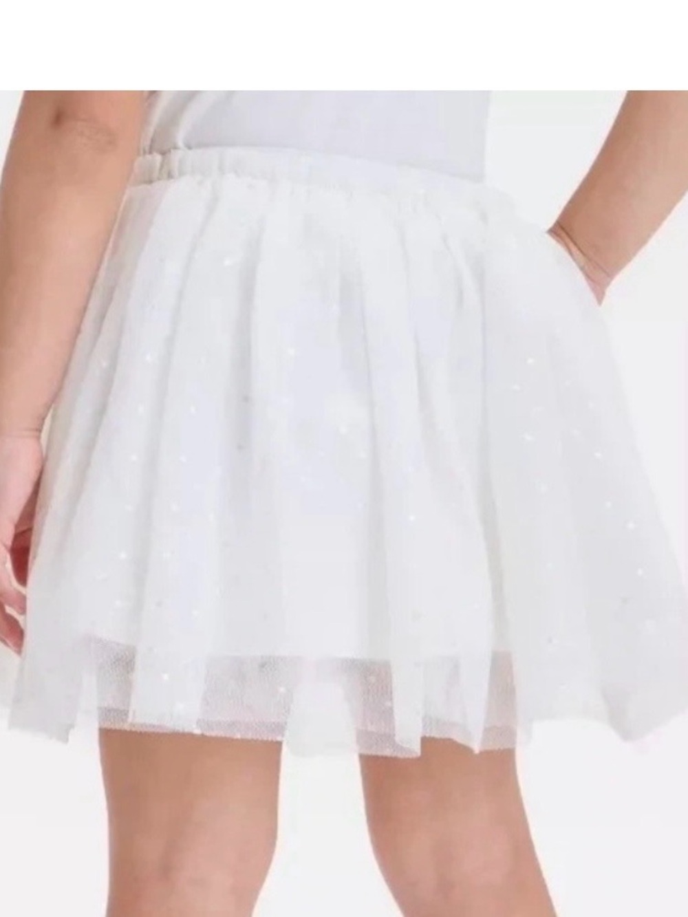 Cat & Jack Girls White Sparkle Tulle Skirt - Picture 10 of 10